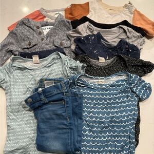 12-18 mo boys BUNDLE - bamboo onesies and Jammie’s and shirts one pair of pants